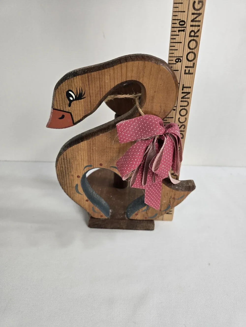 Vintage Wooden Duck Handcrafted Toilet Paper Roll Holder Grandmacore Goose
